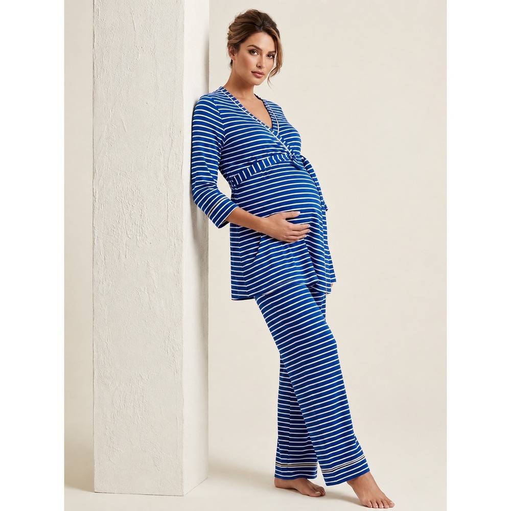 Cosabella Bella Printed Maternity & Nursing 3PC Pajama Set Pima Cotton Soft S